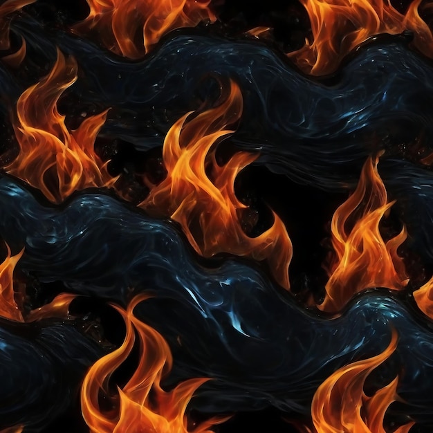 a close up of a fire and water design on a black background computer art charismatic the warm