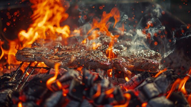 a close up of a fire with flames and a few pieces of wood in the background