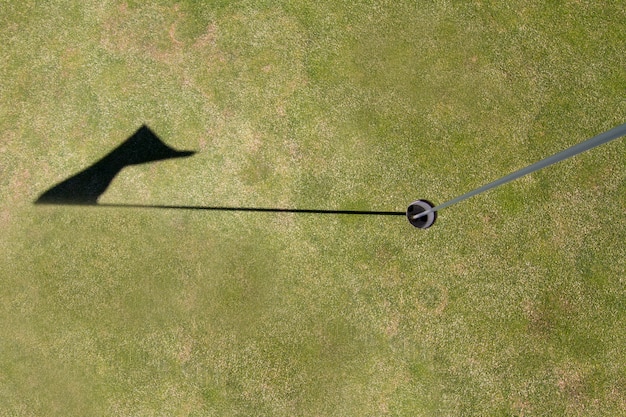 Close up of a flag golf hole view on a golf course.