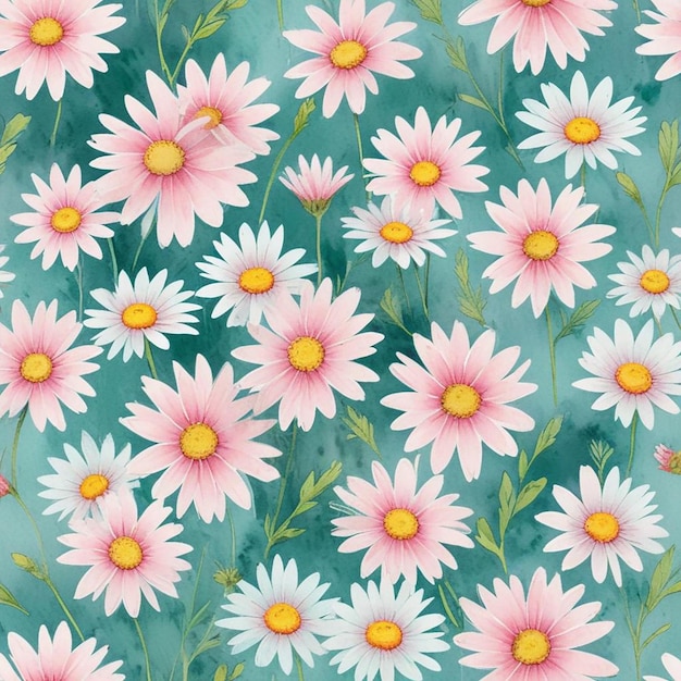 a close up of a floral fabric with daisies on it