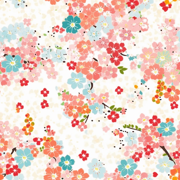 a close up of a floral pattern with many flowers generative ai