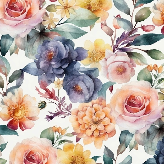 A close up of a floral pattern with many flowers generative ai