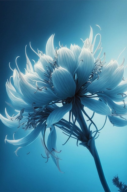 Close up of a flower against a blue sky generative ai