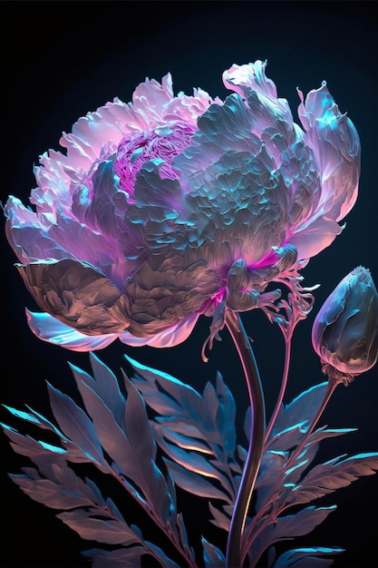 Close up of a flower on a black background generative ai