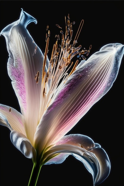 Close up of a flower on a black background generative ai