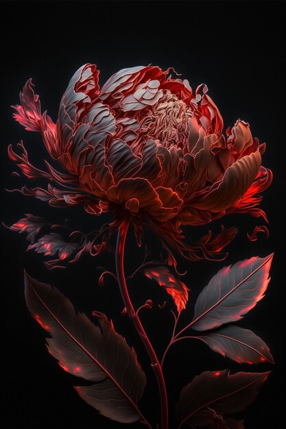 Close up of a flower on a black background generative ai