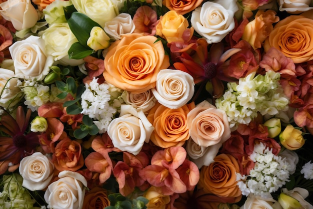 A close up of a flower bouquet