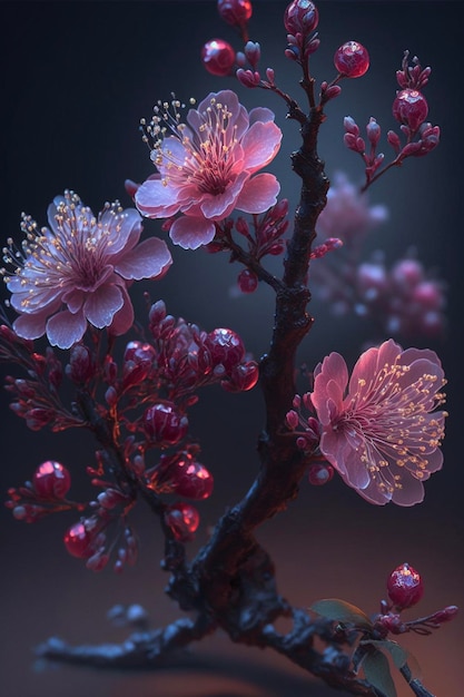 Close up of a flower on a branch generative ai