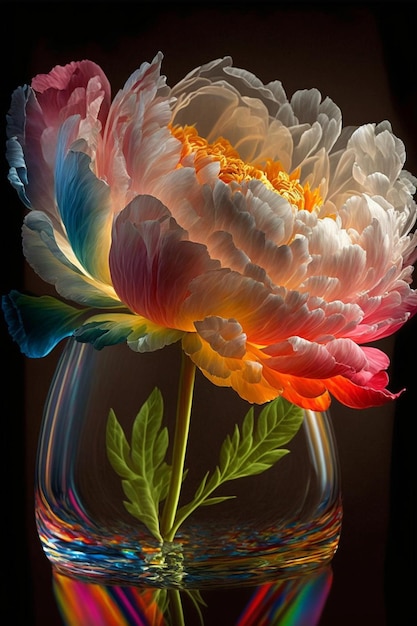 Close up of a flower in a glass vase generative ai