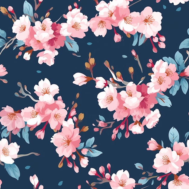 a close up of a flower pattern on a blue background generative ai