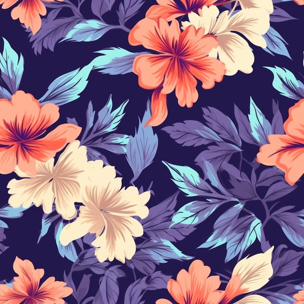 a close up of a flower pattern on a blue background generative ai