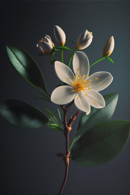 Close up of a flower on a stem generative ai