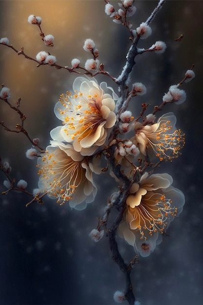 Close up of a flower on a tree generative ai