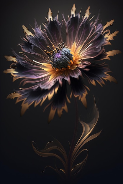 Close up of flower with black background generative ai