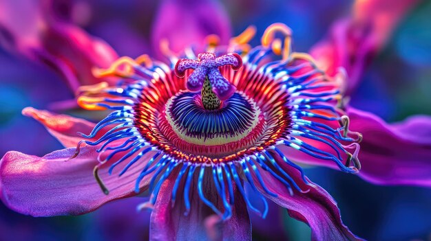 Photo a close up of a flower with the colors of the rainbow