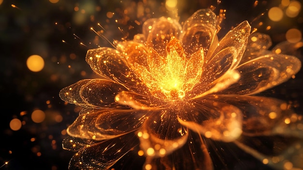 Photo a close up of a flower with gold particles