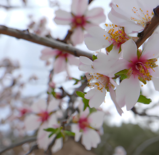 A close up of a flower with pink and yellow flowers