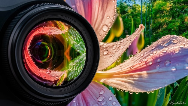 a close up of a flower with rain drops on it