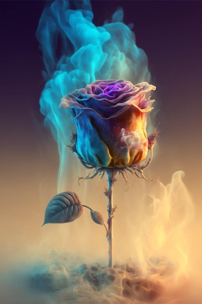 Close up of a flower with smoke coming out of it generative ai