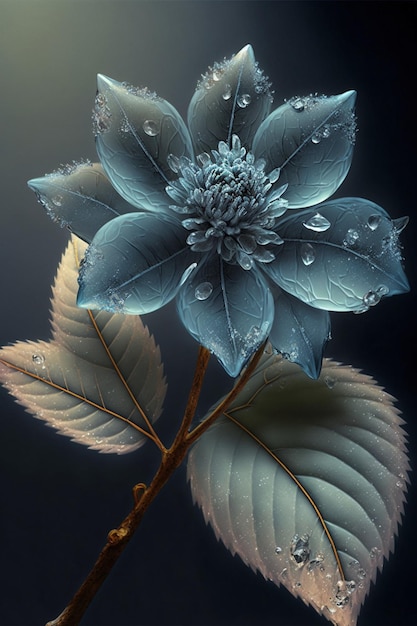 Close up of a flower with water droplets on it generative ai