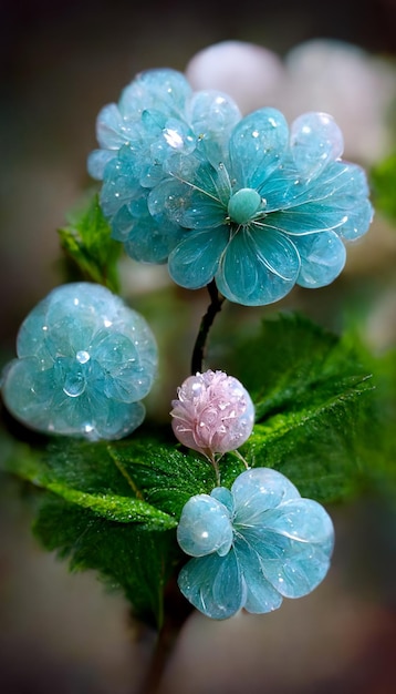 Close up of flower with water droplets on it generative ai