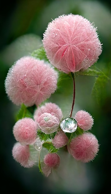 Close up of flower with water droplets on it generative ai