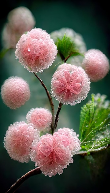 Close up of flower with water droplets on it generative ai