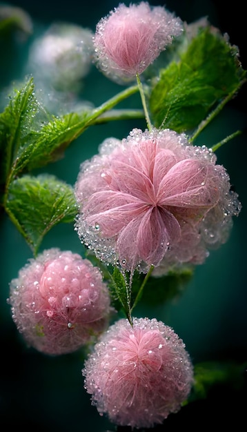 Close up of flower with water droplets on it generative ai