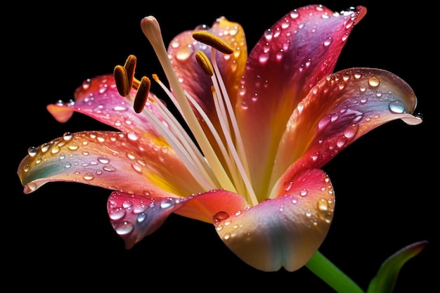 A close up of a flower with water droplets on it generative ai