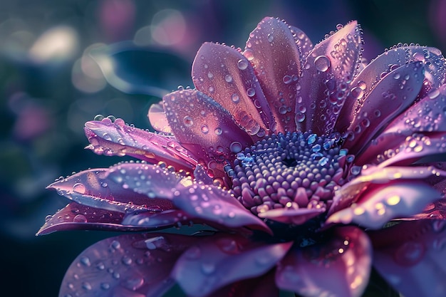 A close up of a flower with water droplets