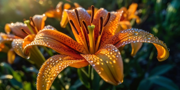 a close up of a flower with water droplets