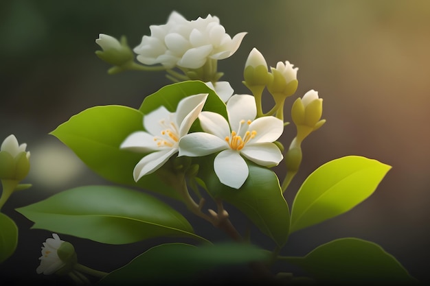 A close up of a flower with the word jasmine on it Generative AI