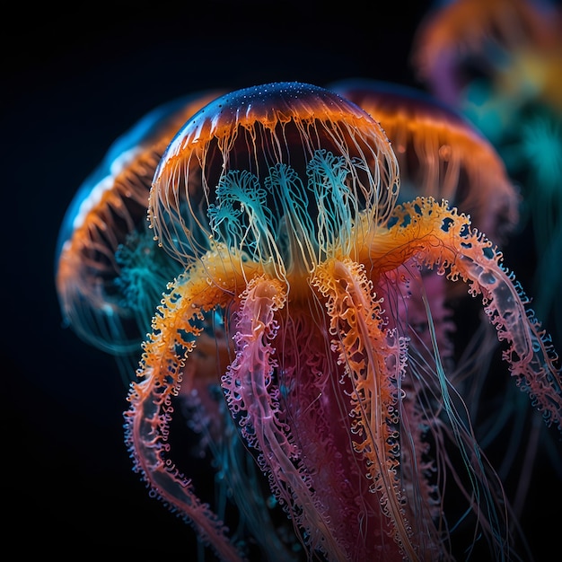 a close up of a flower with the word jellyfish on it