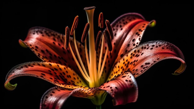 A close up of a flower with the word lily on it