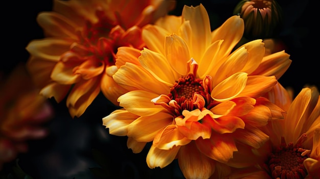 A close up of a flower with a yellow center