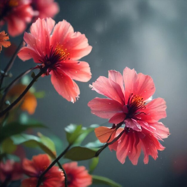 a close up of flowers with the background of a dark background