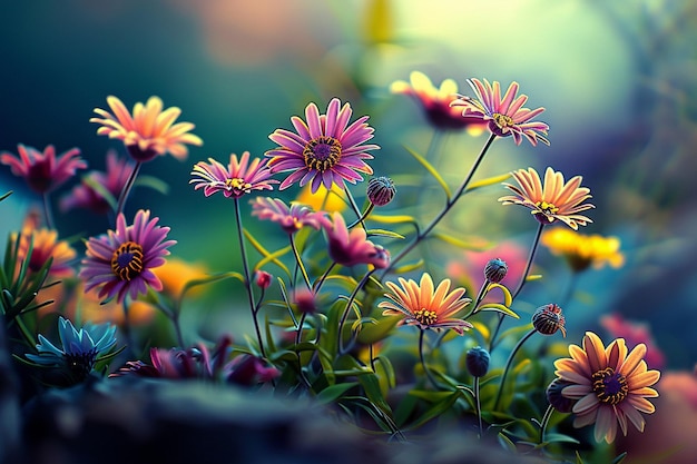 a close up of flowers with the words quot daisies quot on the bottom