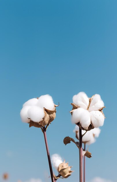 Close up of fluffy cotton flowers