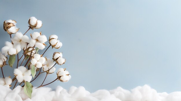 Photo close up of fluffy ripe cotton plant with its white soft fiber