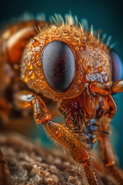 A close up of a fly's eyes