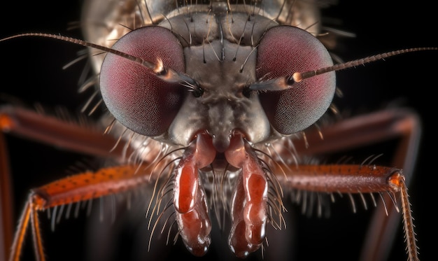 A close up of a fly's eyes