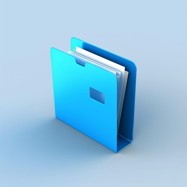 A close up of a folder with a blue cover on a blue background generative ai