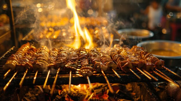 a close up of food being cooked on a grill