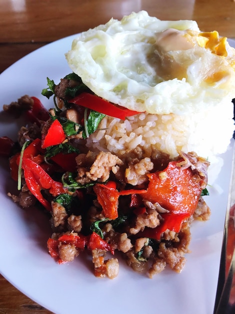 Close-up of food served in plate