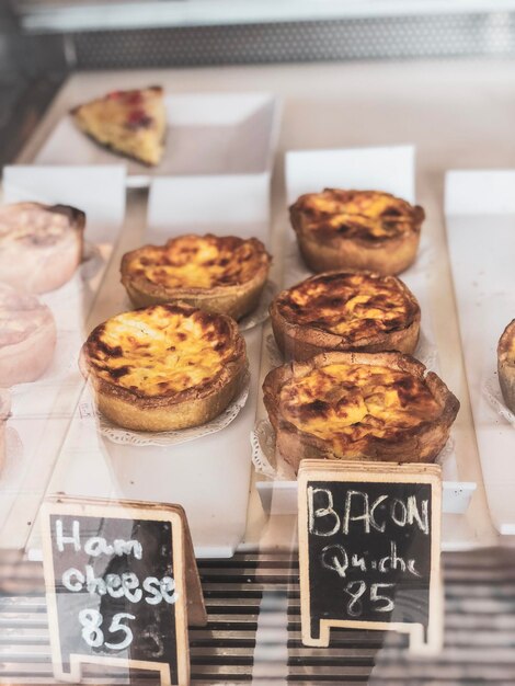 Photo close-up of food served on table at store