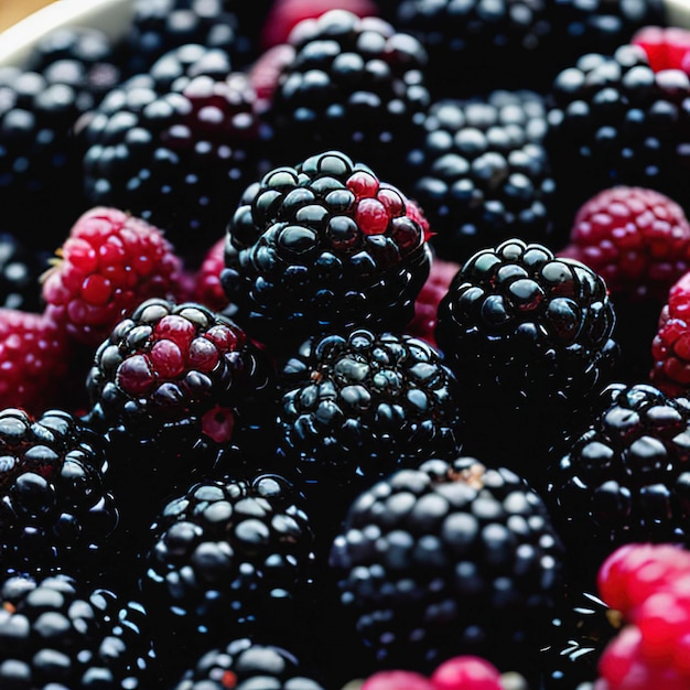 Close up of fresh blackberries Berries background