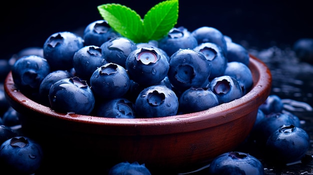 close up of fresh blueberries and drops of water healthy nutrition