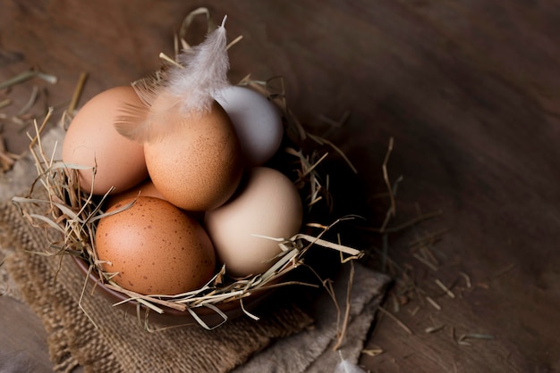 Close-up fresh chicken eggs