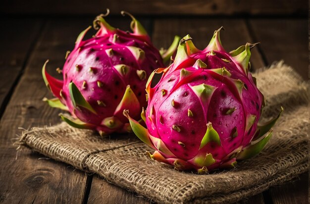 Close up of fresh dragon fruit isolated on texture background selective focus