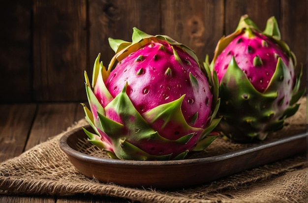 Close up of fresh dragon fruit isolated on texture background selective focus